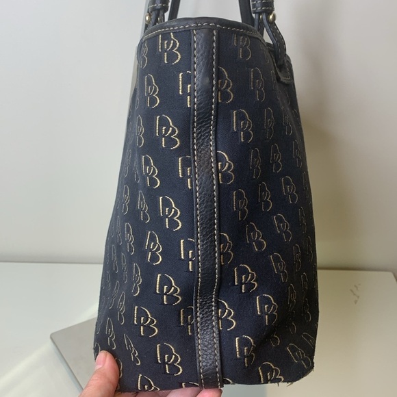 Dooney & Bourke | Black Canvas Leather Open Top Monogram DB Logo Shoulder Bag - Picture 17 of 17